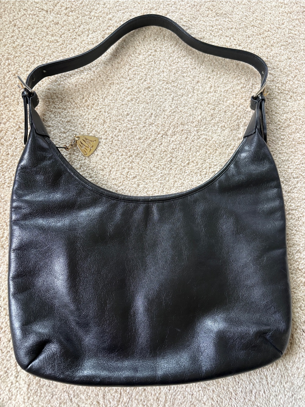 Vintage Morris Moskowitz Black Leather Hobo Shoulder Bag